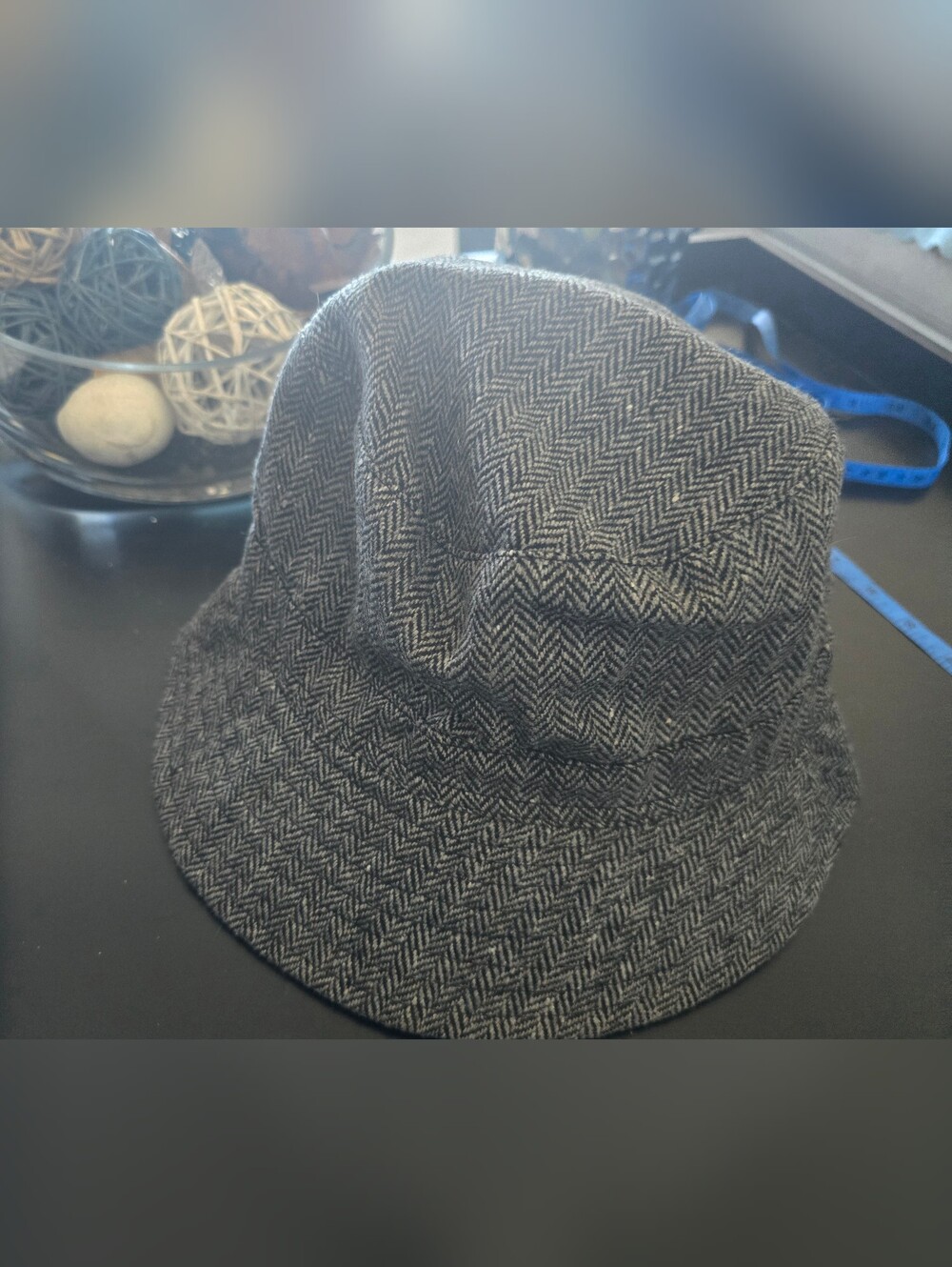 Gray Herringbone Bucket Hat
